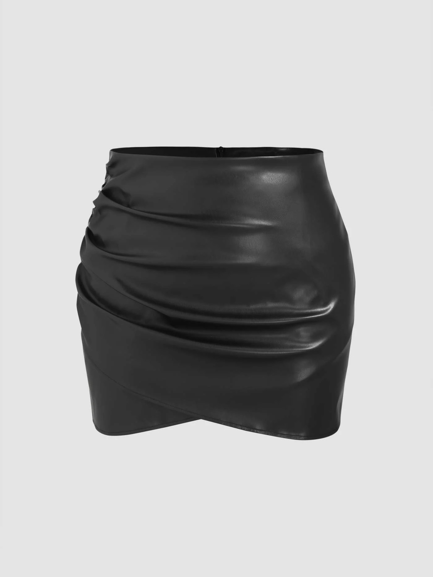 Faux Leather Ruched Mini Skirt Curve & Plus | Cider