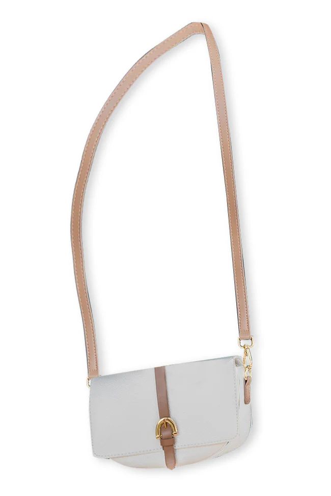 Hate To Say Goodbye Cream And Taupe Crossbody Purse | Pink Lily