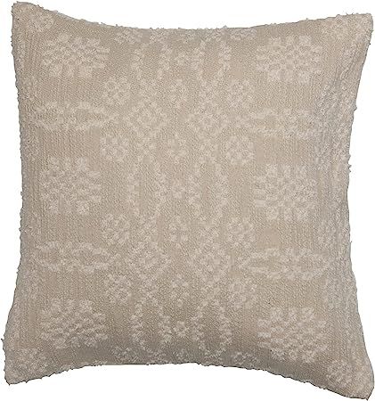 Creative Co-Op Decorative Woven Cotton Jacquard Square Throw Pillow, Beige & Cream | Amazon (US)