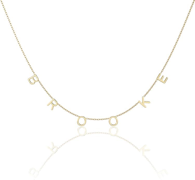 CAITLYNMINIMALIST Custom Name Necklace in 18K Gold 925 Sterling Silver | Box Chain Cable Chain | ... | Amazon (US)