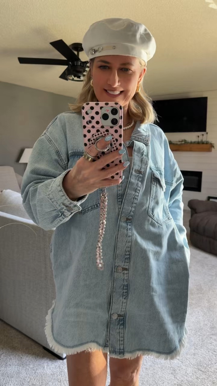 Mother’s Day look!  Love the floral shirts from Target and this oversized denim jacket from Maurice’s #denim jacket #satin shorts #frye boots #hats #berets

#LTKMothersDay #LTKootd