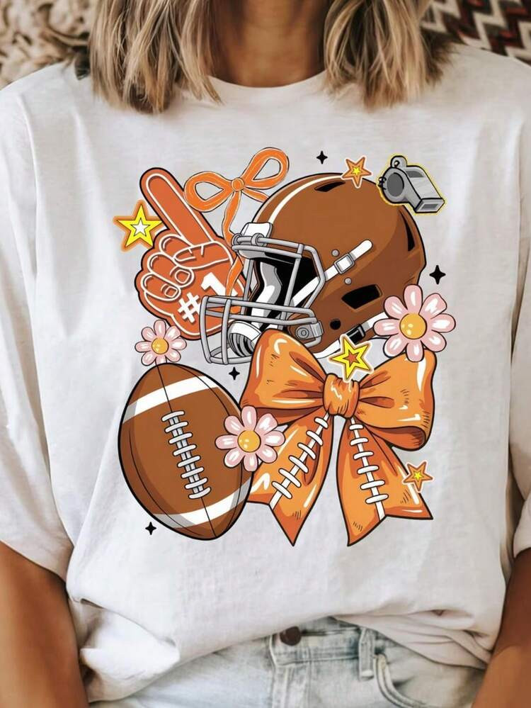 Football Coquette Shirt, Game Day Football Shirt, Preppy Football Shirt, Glitter Football Mama Sh... | SHEIN