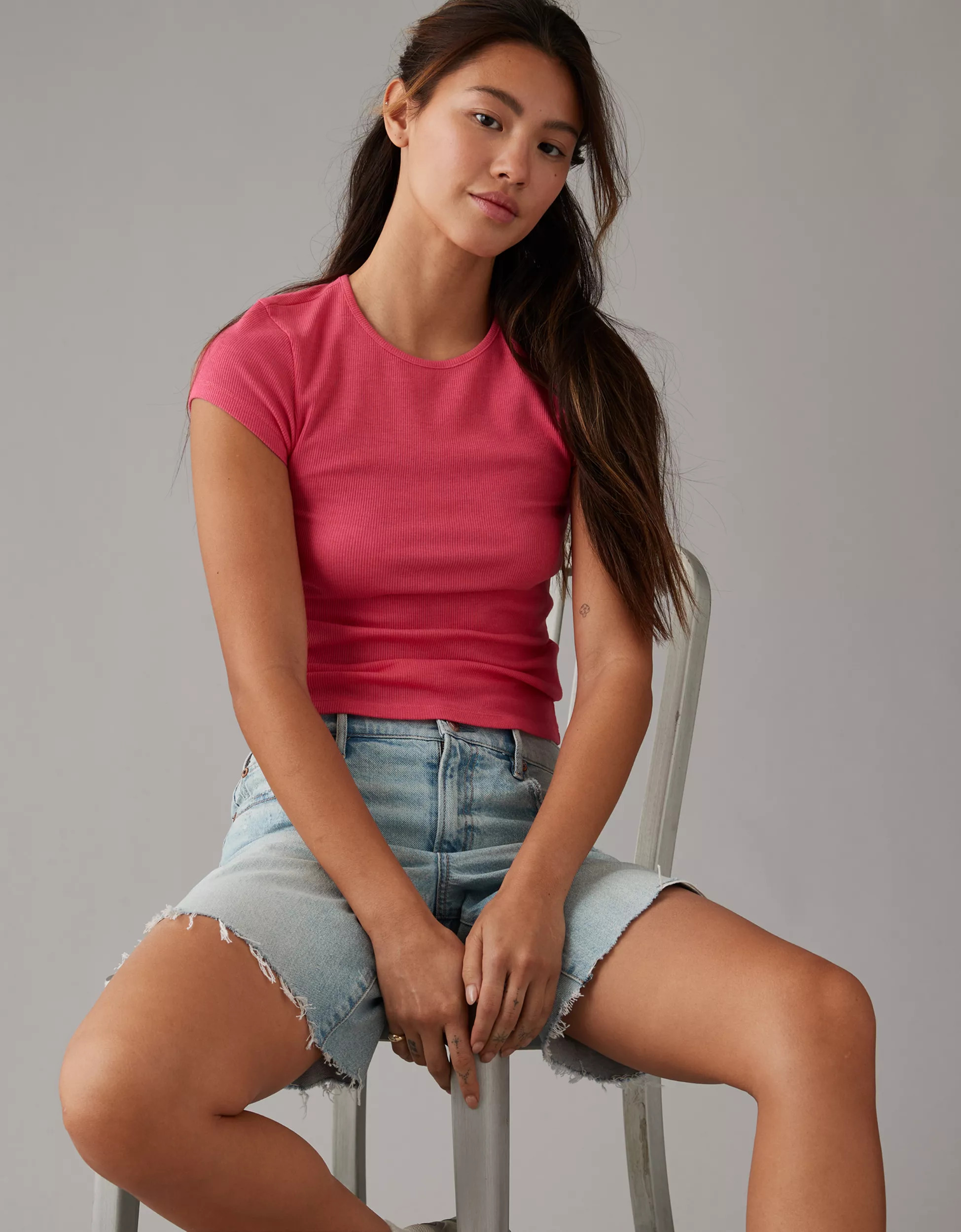 AE Hey Baby Short-Sleeve Ribbed Tee | American Eagle Outfitters (US & CA)