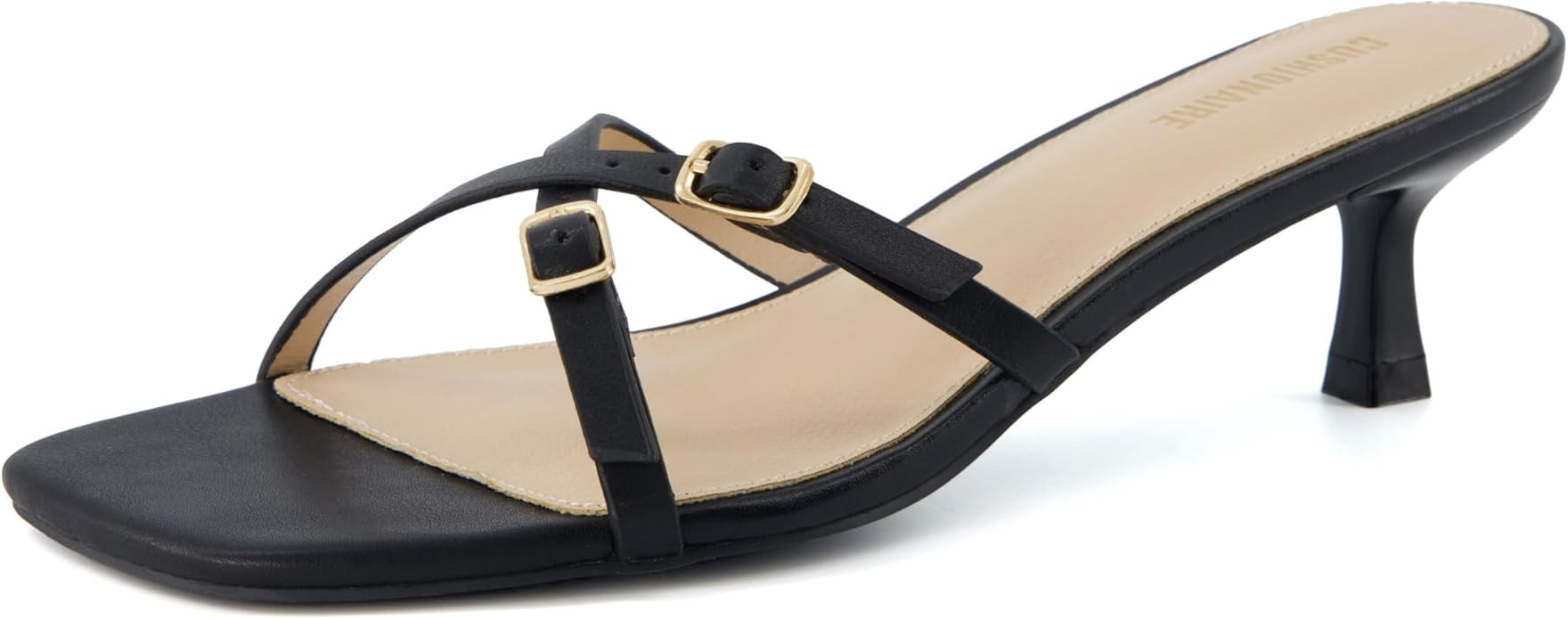 CUSHIONAIRE Women's Milan Kitten Heel Sandals +Memory Foam, Wide Widths Available | Amazon (US)