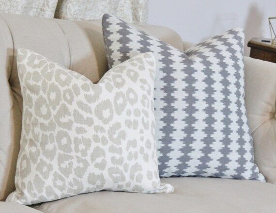 Schumacher Iconic Leopard in Linen - Designer Pillow Cover - Greige & Ivory Animal Print Linen Pillo | Etsy (CAD)