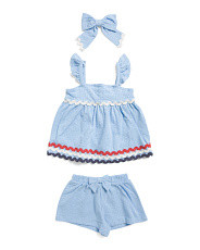 Toddler Girls 2pc Americana Seersucker Top And Shorts Set With Bow | Easter Gifts | Marshalls | Marshalls