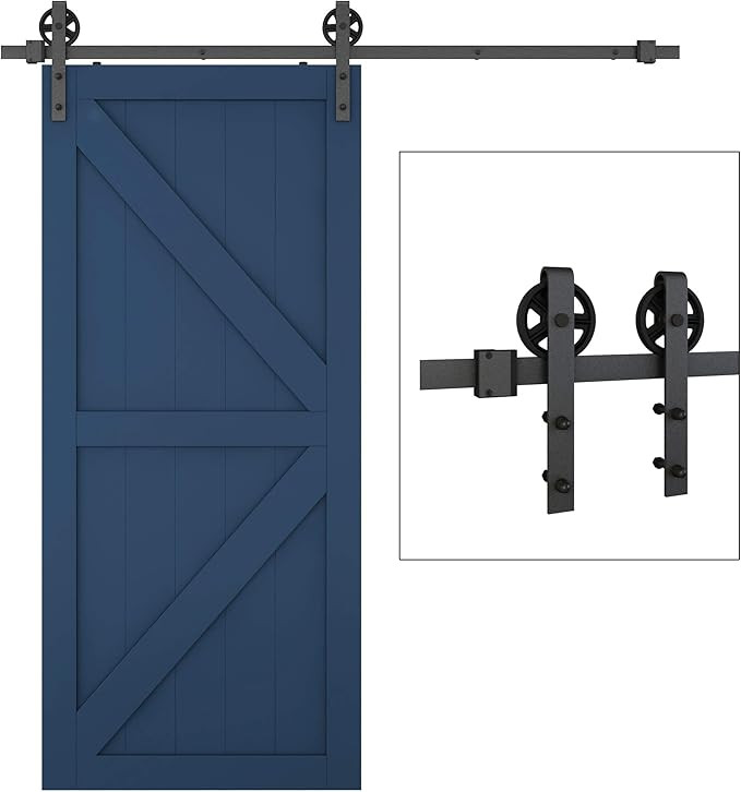 JUBEST 6.6FT Sliding Barn Door Hardware Big Spoke Wheel Roller Track Set for 36in-40in Wide Woode... | Amazon (US)
