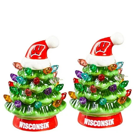 Wisconsin Badgers 2-Pack 4 Ceramic LED Christmas Tree Set | Walmart (US)