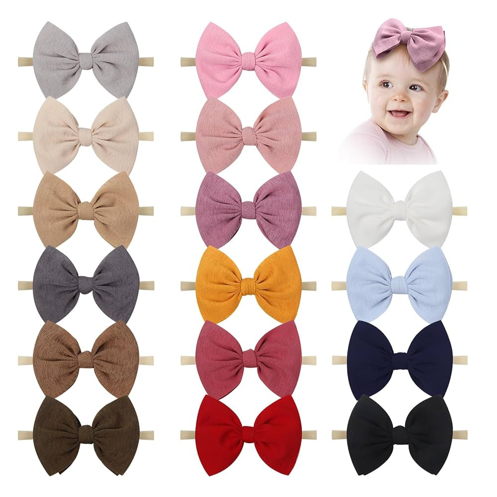YanJie 4.5'' Baby Girls Soft Nylon Headbands Newborn Bows Handmade Hairbands Hair Accessories for... | Amazon (US)