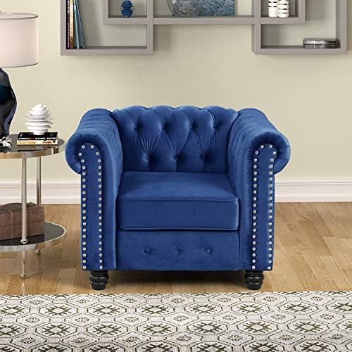 Morden Fort Modern Contemporary Accent Chair with Deep Button Tufting Dutch Velvet, Solid Wood Frame | Amazon (US)