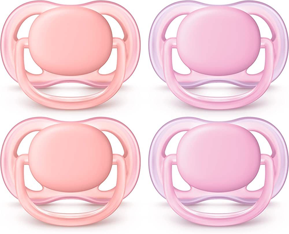 Philips AVENT Ultra Air Pacifier 0-6 Months, Pink/Peach, 4 Pack, SCF245/40 | Amazon (US)