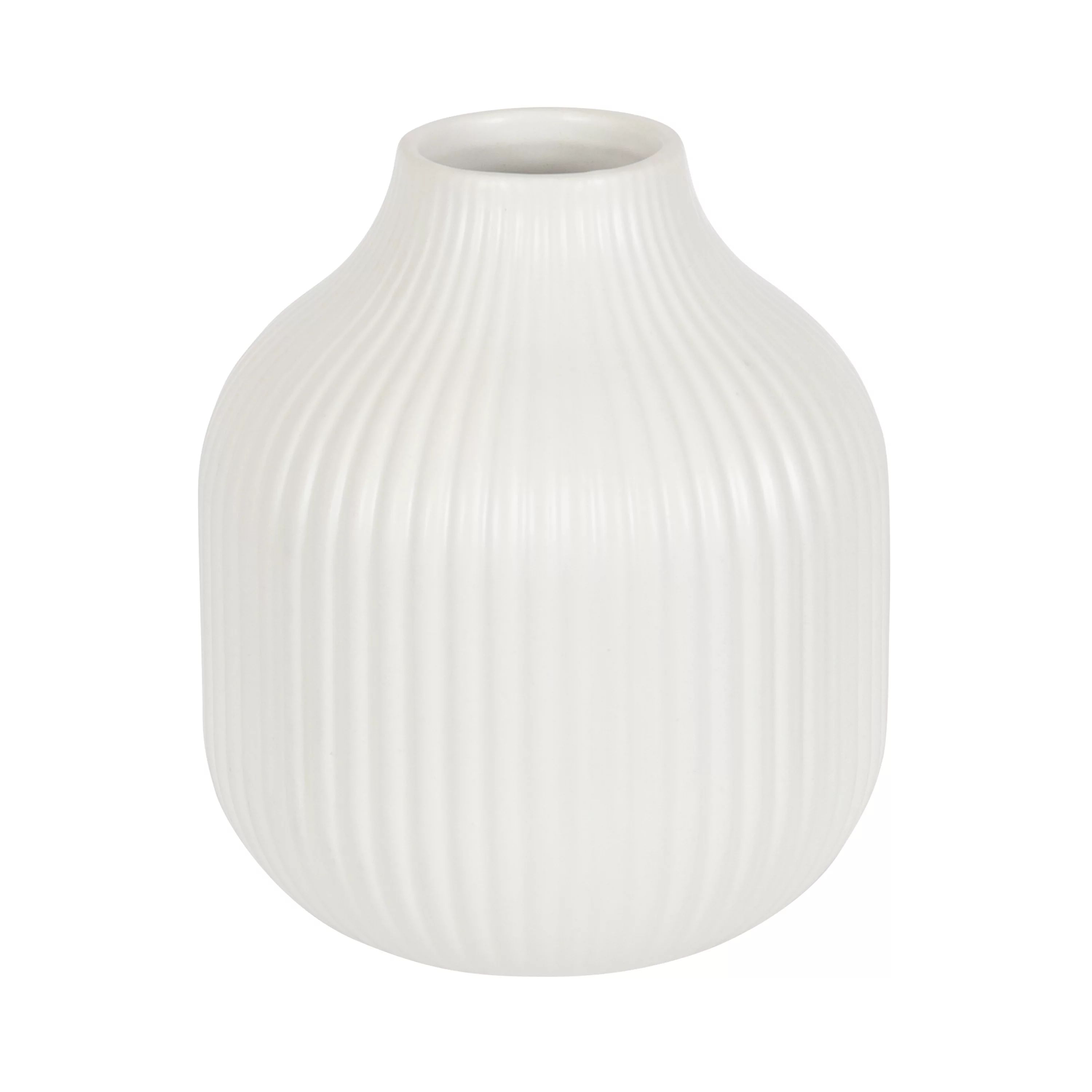 Better Homes & Gardens 6" Ribbed Ceramic Cream Vase | Walmart (US)