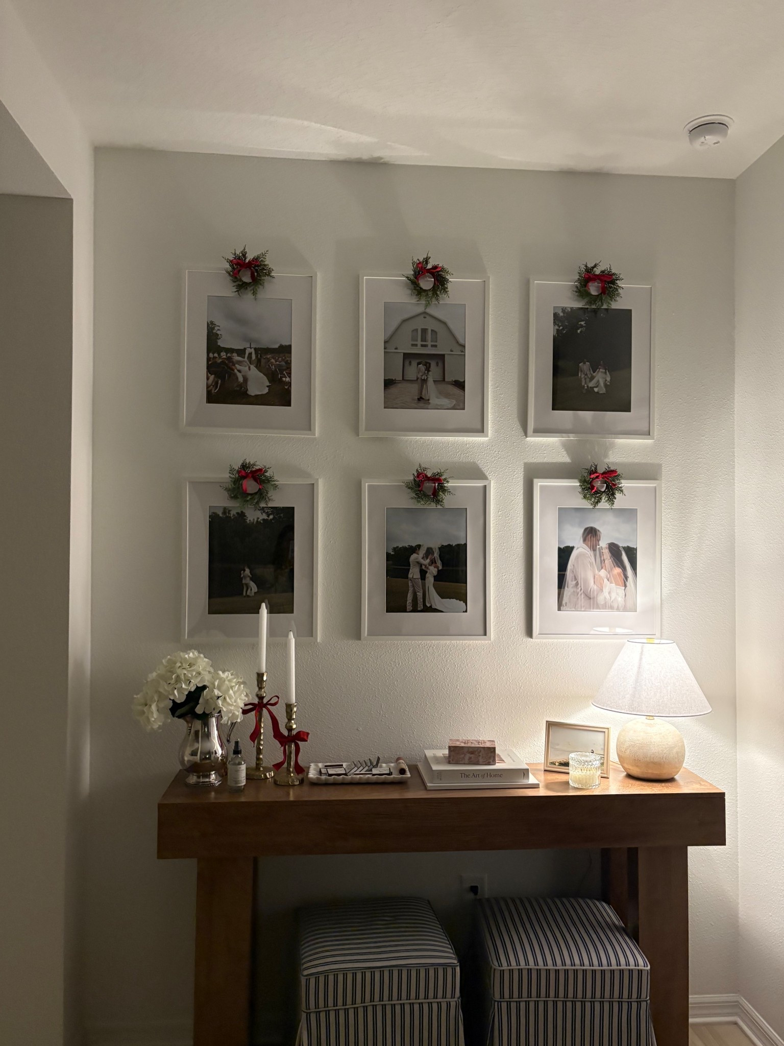 Tied a little ribbon on the napkin ring to make little wreaths for our gallery wall!

#LTKHome #LTKHoliday