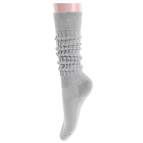 sockfun Novelty Slouch Socks for Women Girls, Slouchy Socks Scrunch Socks Women 80S90S Socks Gifts Cotton Long High Tube Boot Socks for Women Girls Grey Socks | Amazon (US)