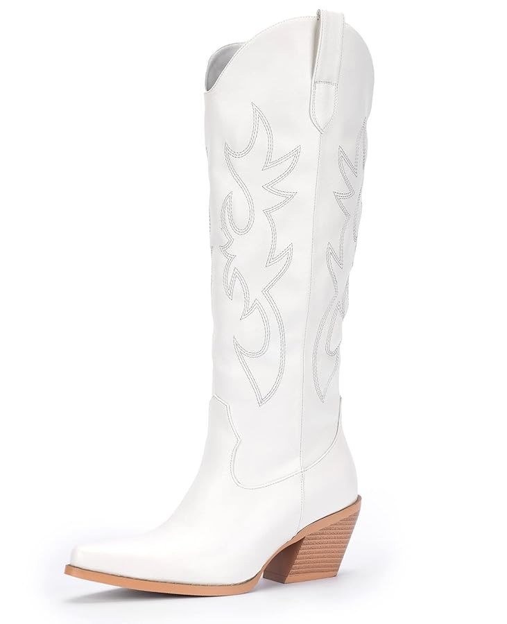 Pasuot Western Cowboy Boots for Women - Knee High Wide Calf Cowgirl Boots with Classic Embroidere... | Amazon (US)