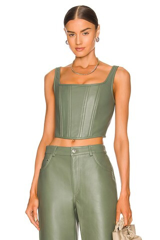 Leather Bustier in Hunter Green Top Green Corset Top Green Pants Leather Pants Outfit Fall Tops 2025 | Revolve Clothing (Global)