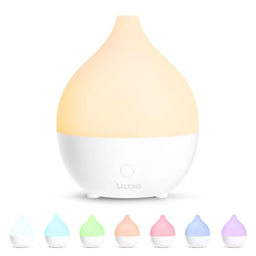 SALKING Essential Oil Diffuser, 100ml Small Aromatherapy Diffuser for Essential Oils, Auto Shut-Off Ultrasonic Diffusers, Cool Mist Humidifier with Warm White Lights, for Office Home (White) | Amazon (US)
