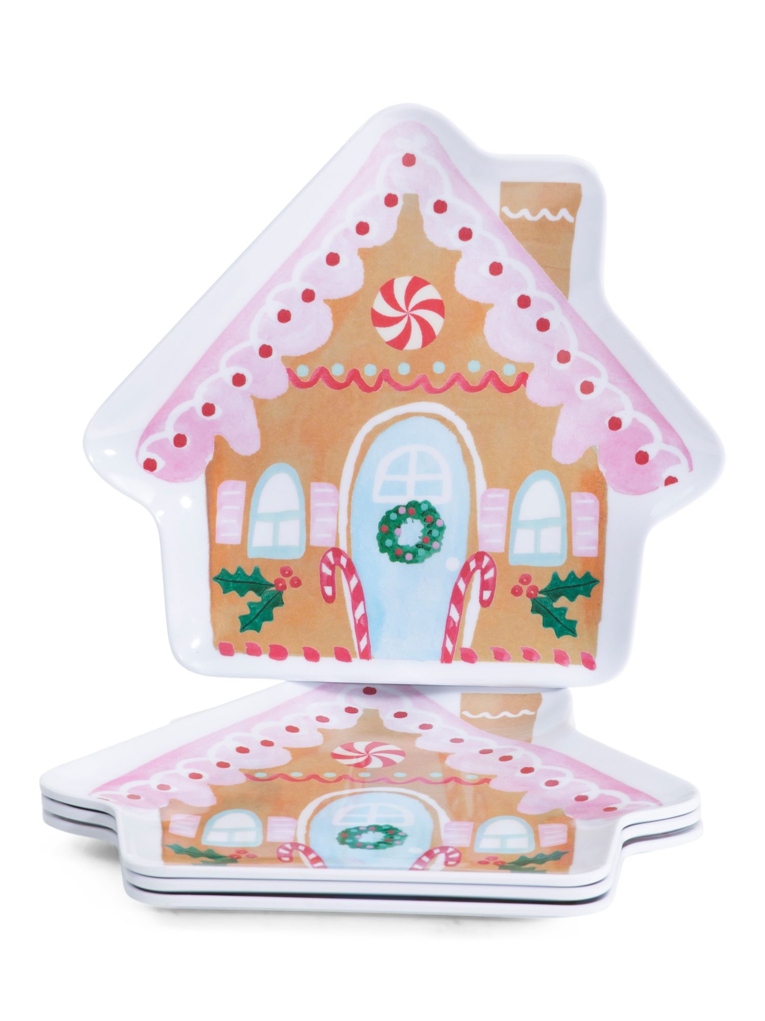 Set Of 4 Gingerbread House Platters | TJ Maxx