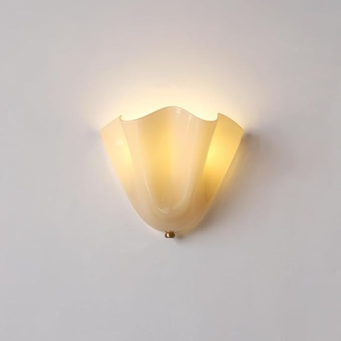 Milk White Glass Wall Sconce Mid-Century Modern Shell Shaped 2 Lights Art Deco Wall Lamp Vintage ... | Amazon (US)