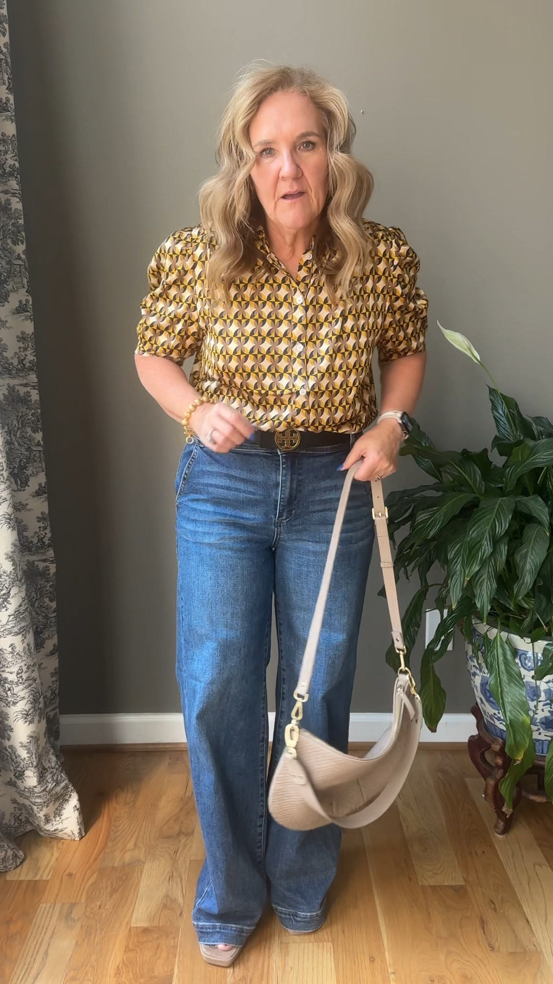 Early fall outfit! Loving this new top by Avara. Wearing a large. 
Jeans wearing size 30. 
And 15% off 1 order and Avara. NANETTE15

This bag is top notch and now available in a smaller size too  

#LTKMidsize #LTKSeasonal #LTKOver40