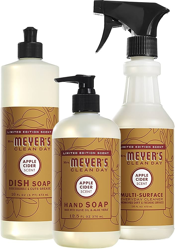 Mrs. Meyer's Apple Cider Kitchen Set, Includes, 1 Hand Soap, 1 Dish Soap, and 1 Multi Surface Cle... | Amazon (US)