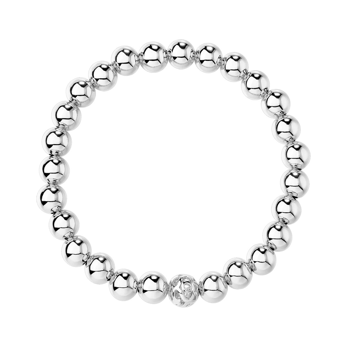 8mm Sterling Silver Smooth Beaded Bracelet | Sparkl