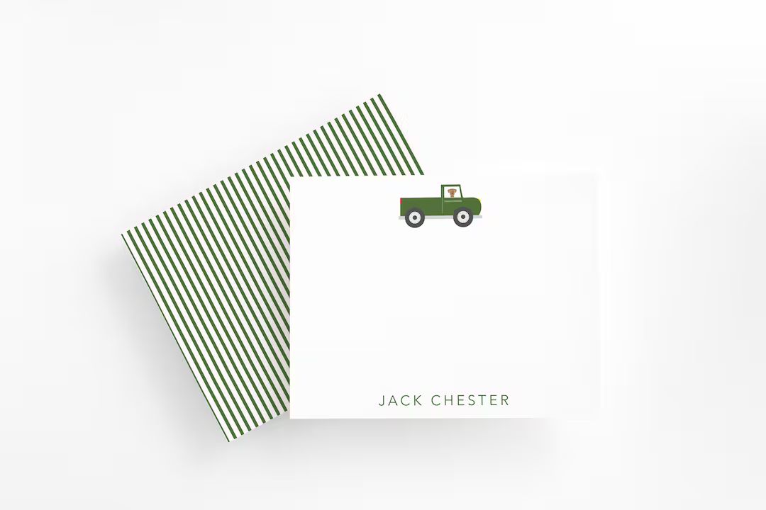 Pickup Truck Stationery for Little Boys, Cute Boys Stationery Set, Green Truck Stationary for Boy... | Etsy (US)