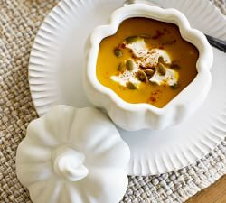 Pumpkin Stoneware Lidded Soup Bowls - Set of 4 | Pottery Barn (US)