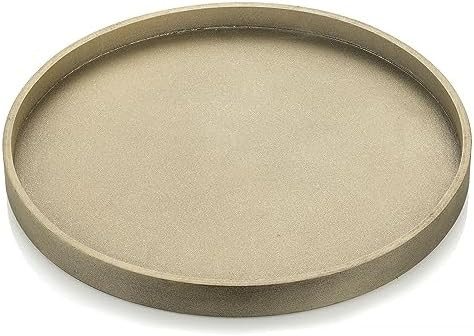 Hanobe Decorative Coffee Table Tray: Rustic Muted Metallic Gold Wood Tray Round Wooden Circle Tra... | Amazon (US)