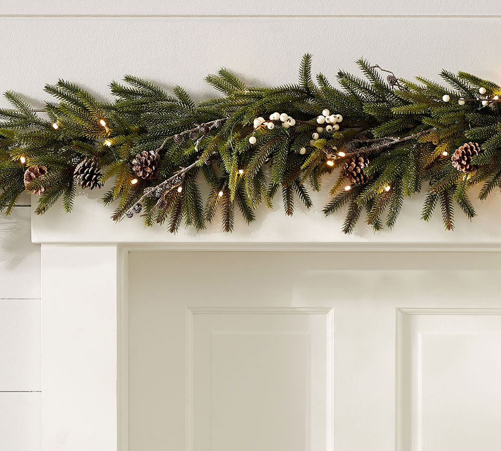Pre-Lit Woodland Pine Wreath & Garland | Pottery Barn (US)