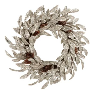 North Pole Trading Co. Chateau Gold Glitter Leaf Indoor Christmas Wreath | JCPenney