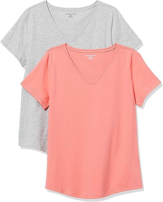 Amazon Essentials Women's 2-Pack Classic-Fit 100% Cotton Short-Sleeve V-Neck T-Shirt | Amazon (US)