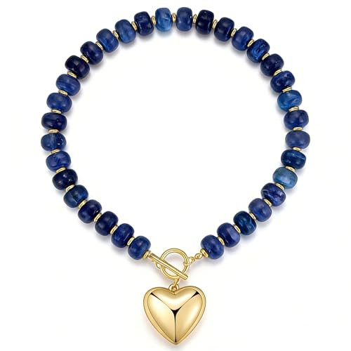GZQ Chunky Gold Heart Necklace for Women, Resin Beaded Chain with Puff Heart Adjustable Clasp, Pe... | Amazon (US)