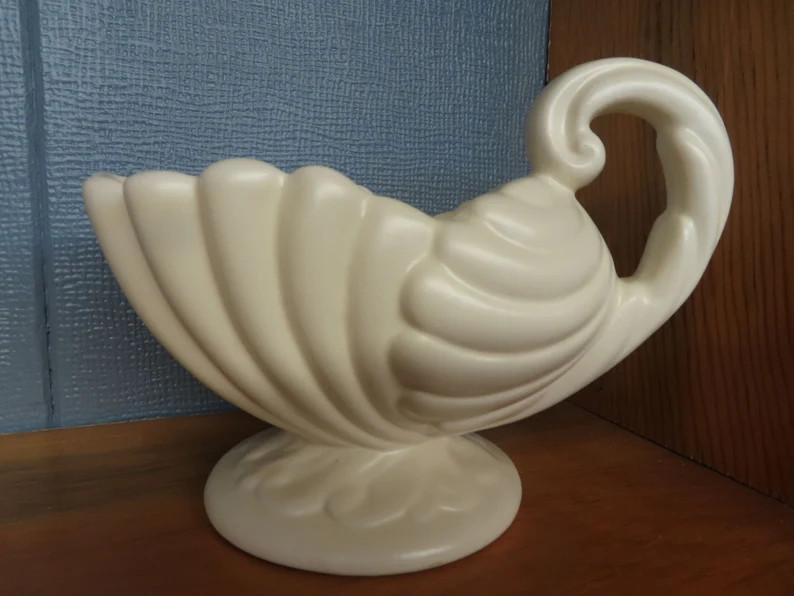 Collectible Haeger Pottery White Shell Cornucopia Planter | Etsy (US)