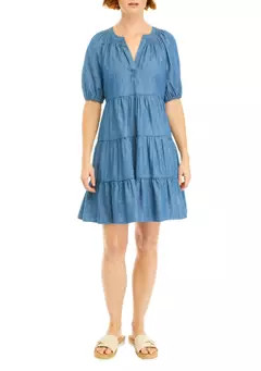 Women's Short Blouson Sleeve Peasant Dress | Belk