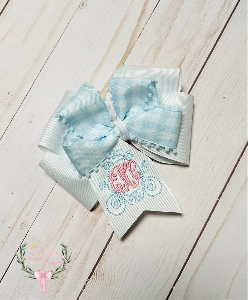 Custom Monogrammed Cinderella Princess Coach Hair Bow - Etsy | Etsy (US)