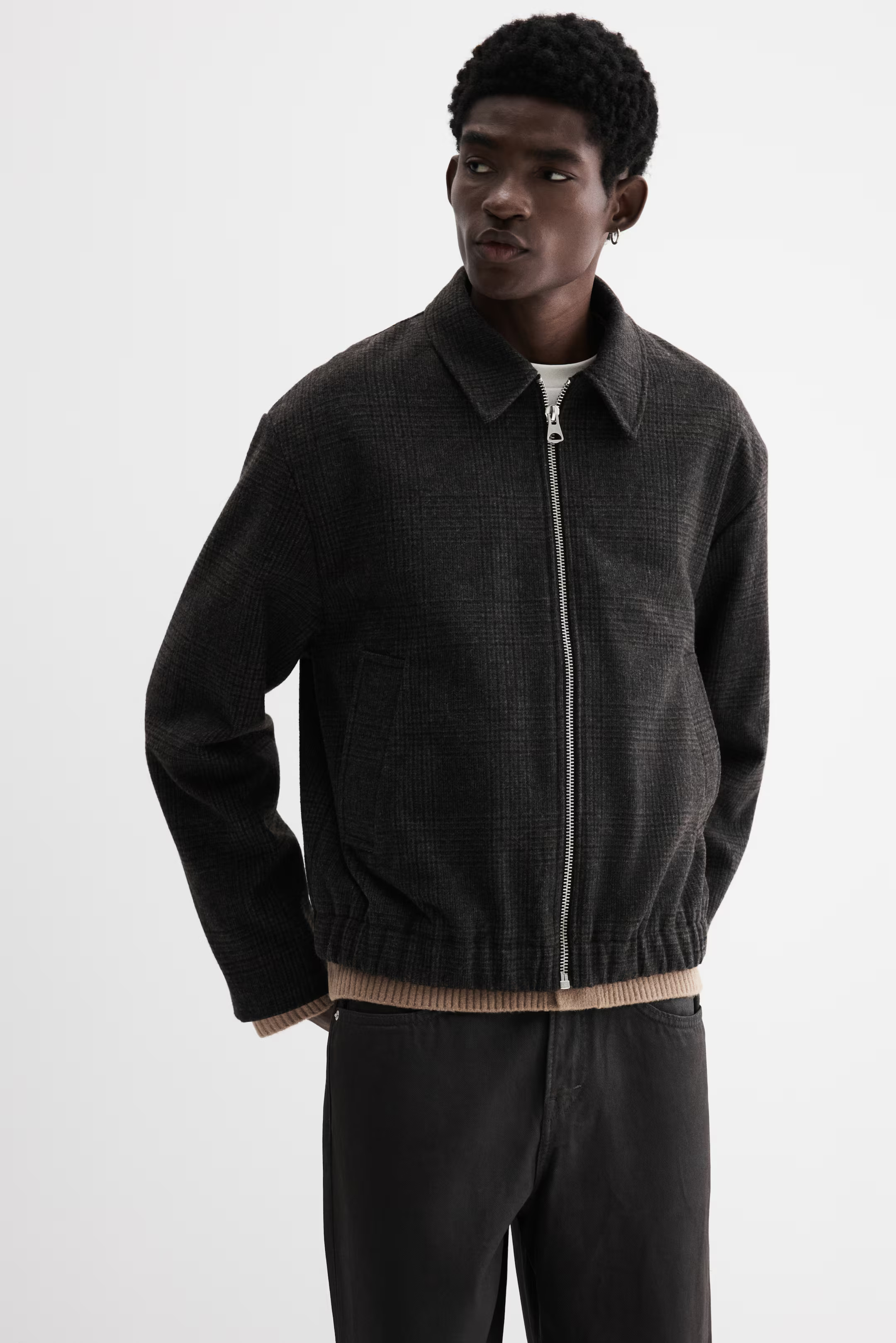 Regular Fit Felted shacket - Dark brown - Men | H&M GB | H&M (UK, MY, IN, SG, PH, TW, HK)