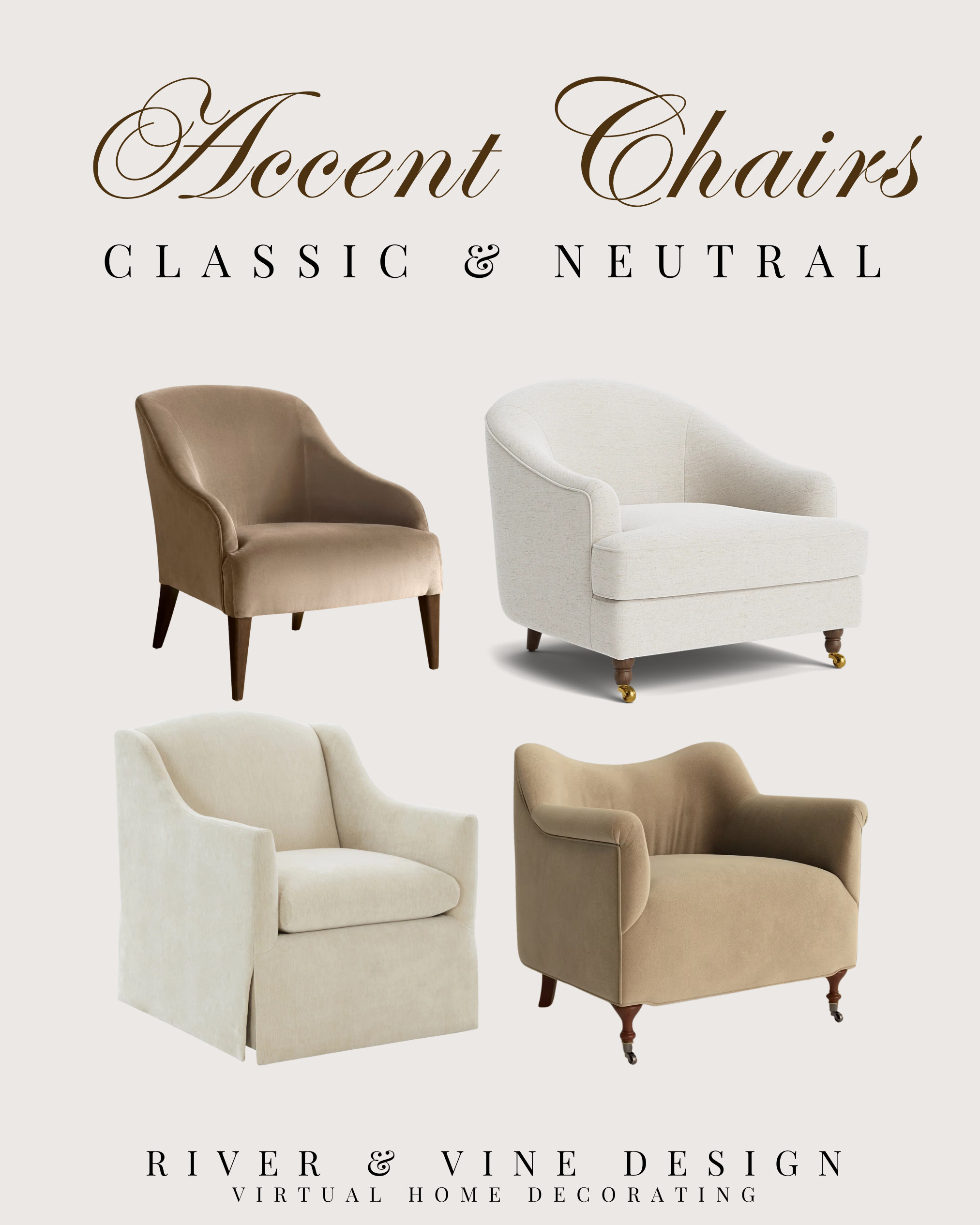 Classic neutral accent chairs that work in living rooms, bedrooms, reading corners, and sitting rooms. Soft curves, linen-like textures, skirted details, caster legs, and warm beige tones make these feel timeless instead of trendy.

I may receive a commission from purchases made through my links. 

 #LTKHome