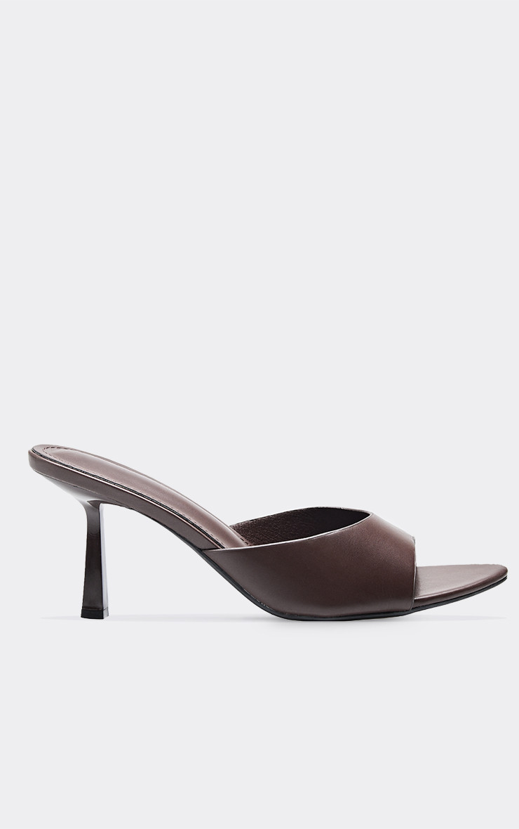 Rowan Peep Toe Heeled Mule In Brown Faux Leather | EGO (UK)