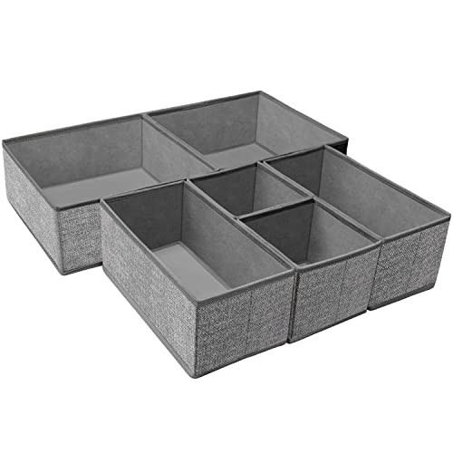 Criusia Foldable Underwear Drawer Organizer, Closet Dividers, Storage Box for Clothes, Socks (6 Bins, Gray) | Amazon (US)