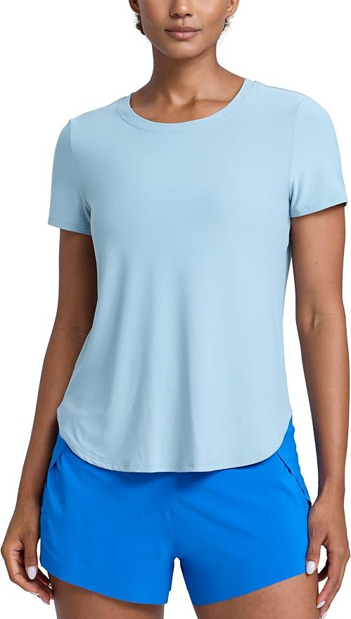 CRZ YOGA Cloudweight Workout Tops for Women Lightweight Athletic Short Sleeve Shirts Gym Running ... | Amazon (US)