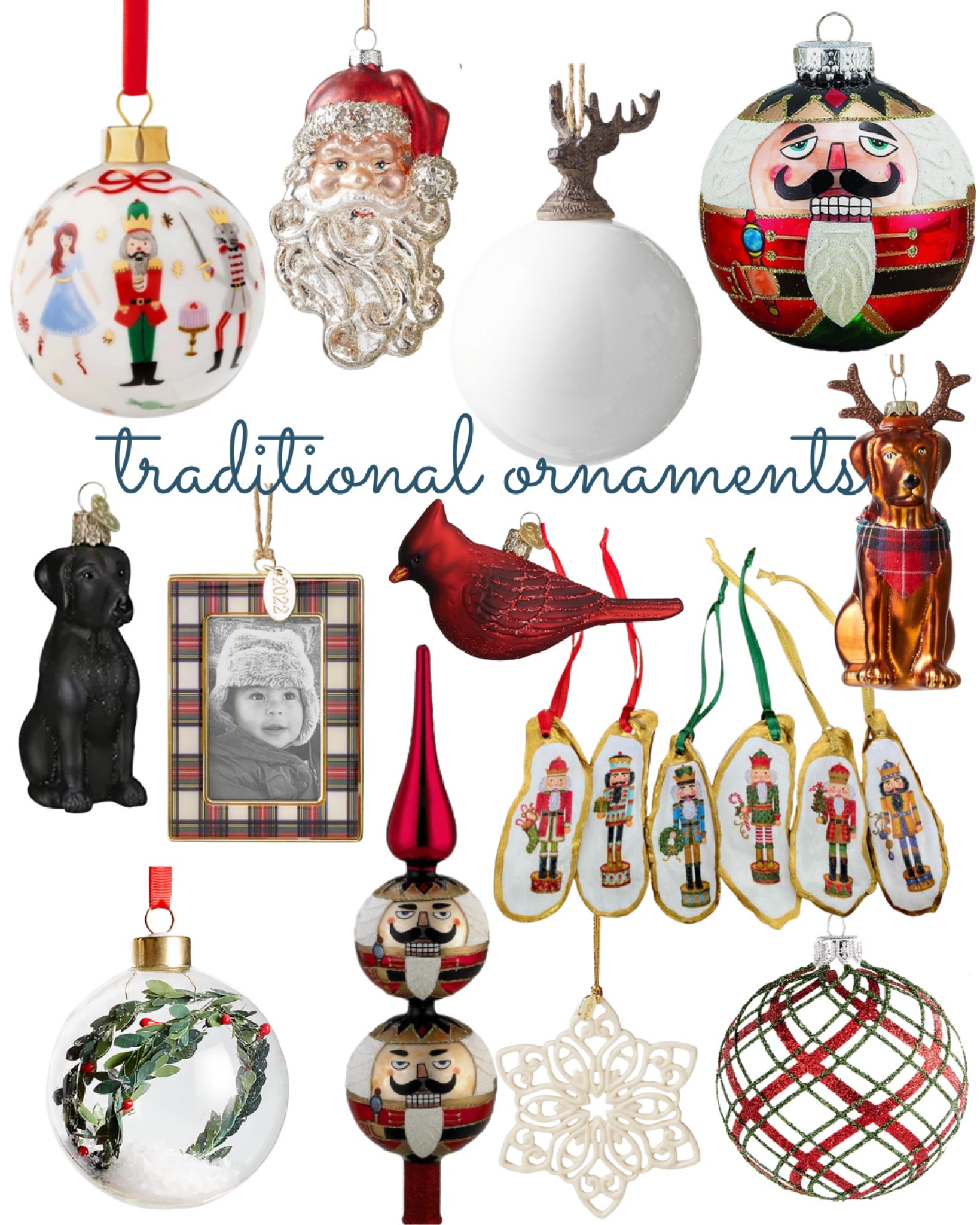 Traditional Christmas ornaments. Red and green, gifts, ornament exchange, nutcracker, plaid

#LTKhome #LTKHoliday #LTKunder50