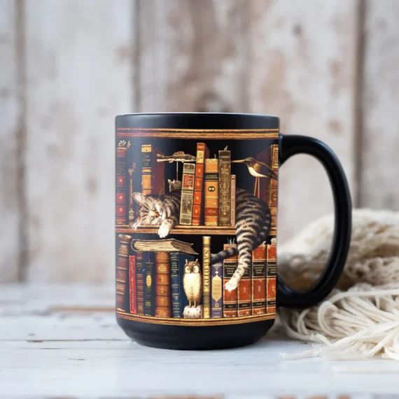 Book Cats in My Bookshelf Ceramic Coffee Mug Bookworm Mug | Etsy | Etsy (US)