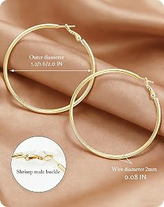 6 Pairs Silver Gold Hoop Earrings for Women - 14K Gold Plated 316 Stainless Steel, Hypoallergenic... | Amazon (US)