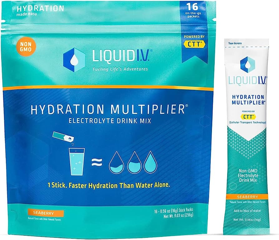 Liquid I.V. Hydration Multiplier - Seaberry - Hydration Powder Packets | Electrolyte Drink Mix | ... | Amazon (US)