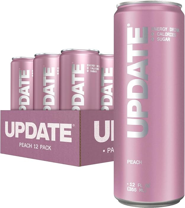 UPDATE Caffeine Free Energy Drink, Paraxanthine, Peach, 12 Pack, 12 oz | Amazon (US)