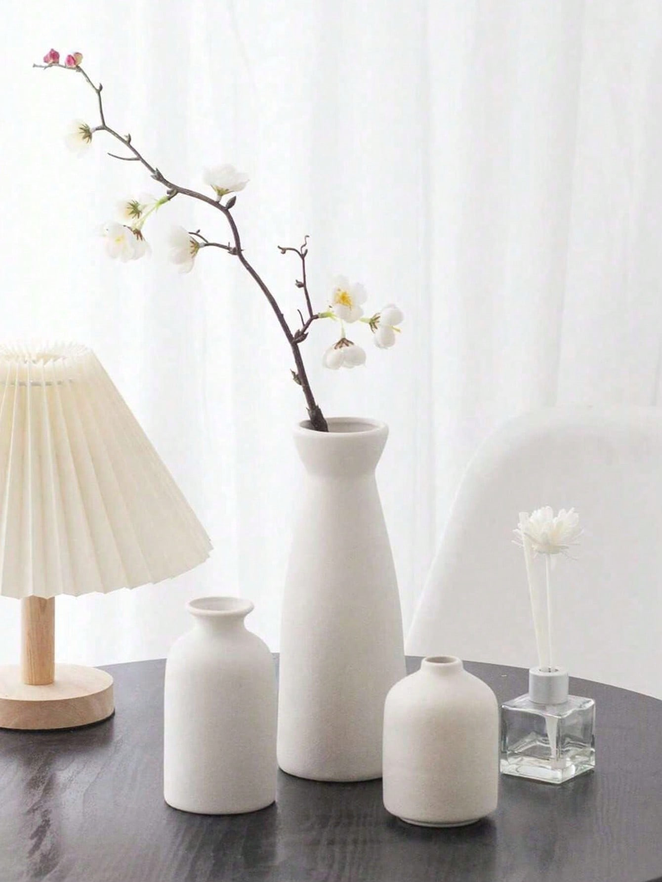 3pcs Ceramic Matte Vase For Home Decor, Modern And Minimalist Decorative Vase Set For Pampas Gras... | SHEIN