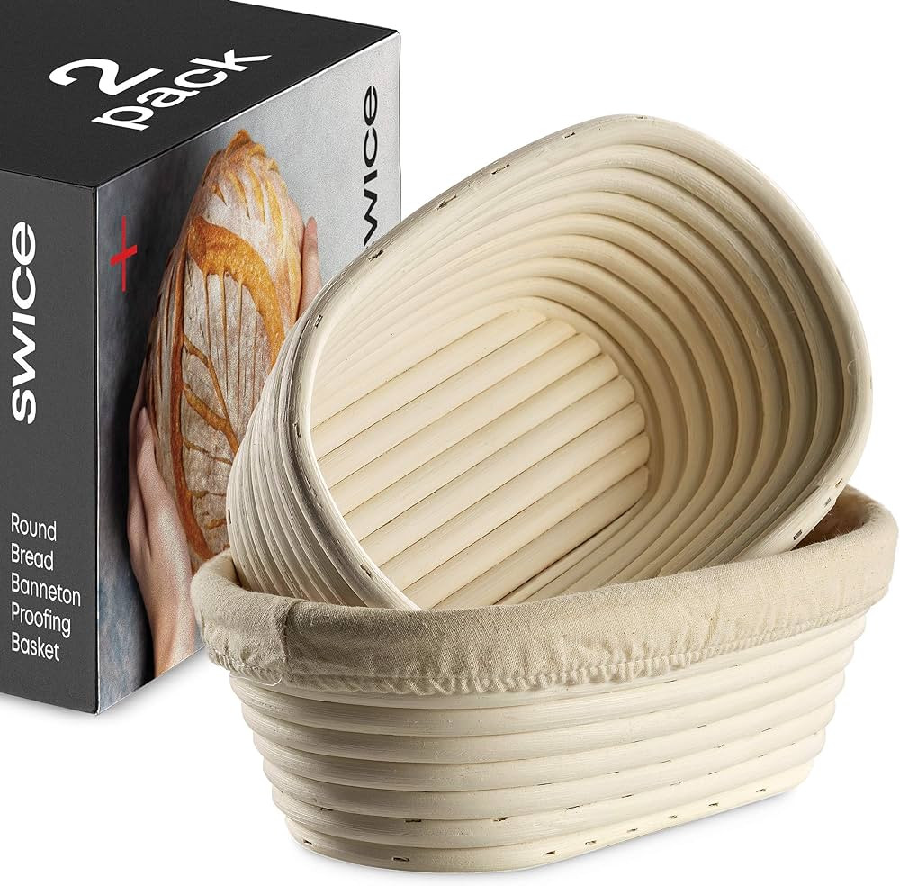 Bread Banneton Proofing Basket [Set of 2]Oval 10x6” Inch Bread Proofing Baskets for Sourdough w... | Amazon (US)