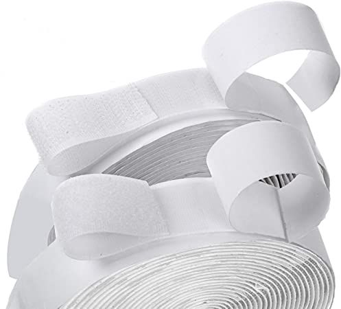 16 Feet Length 0.75 Inch Width Hook and Loop with Strong Self Adhesive Tape Strip Fastener (White... | Amazon (US)