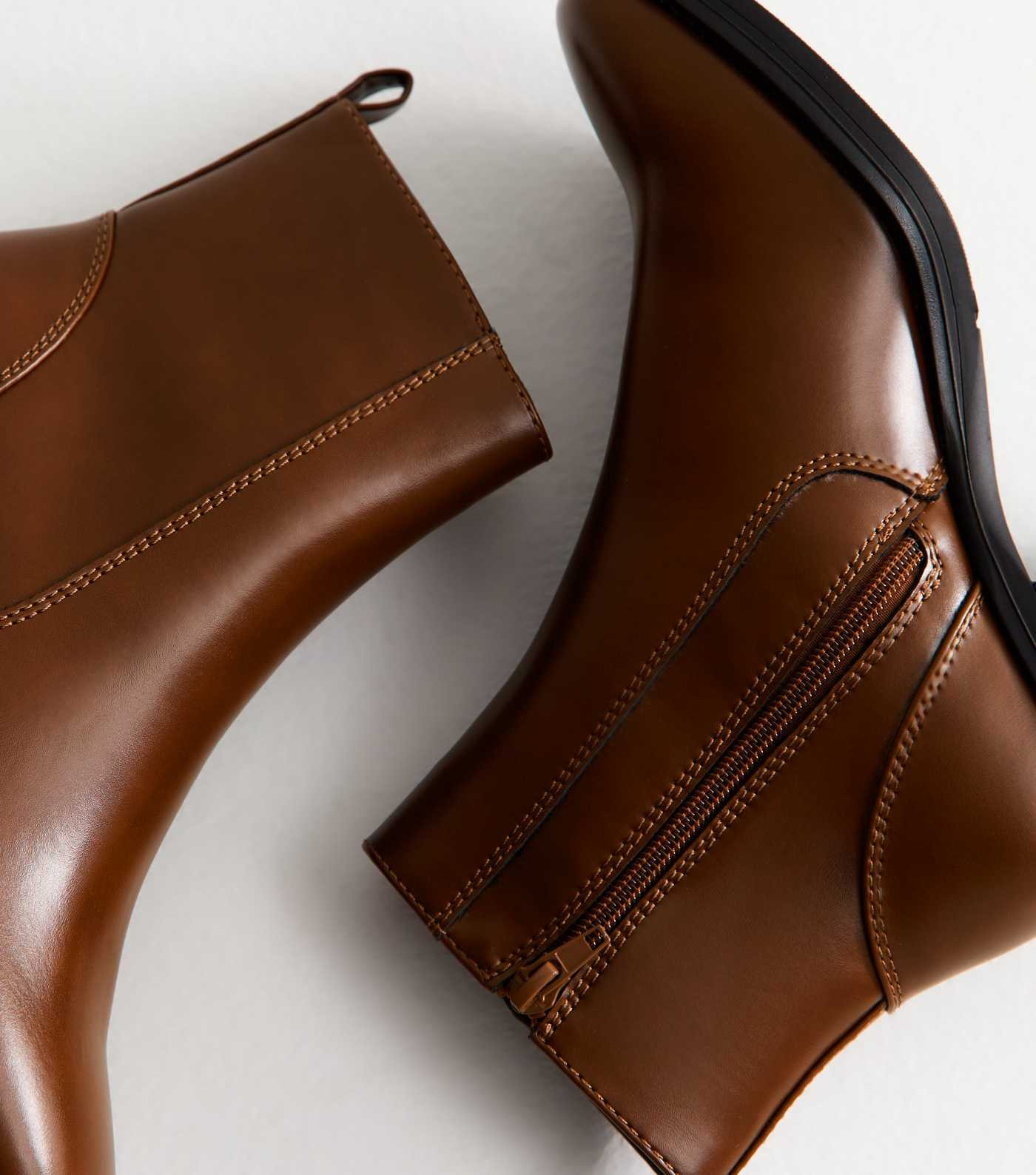 Brown Faux Leather Block Heel Ankle Boots | New Look | New Look (UK)